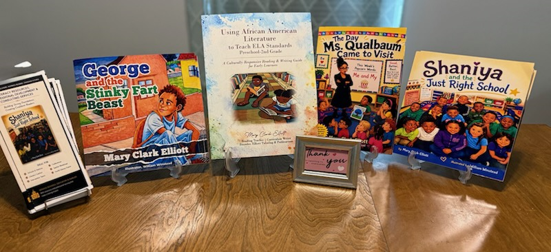 Mary Clark Elliott books arranged for an author event