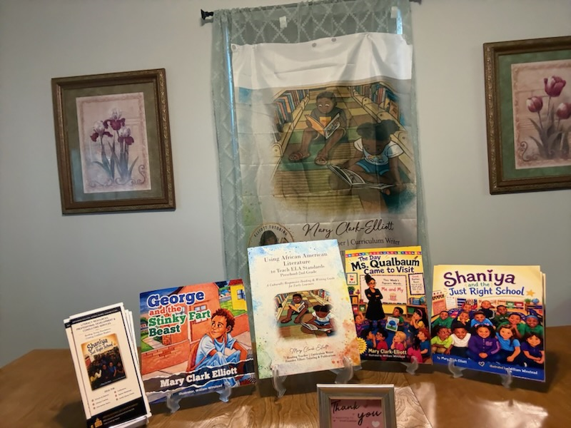 Mary Clark Elliott book display and educational resources